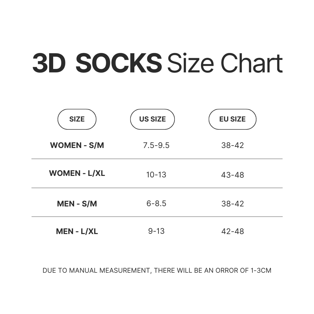3D Socks Size Chart - Lovejoy Shop