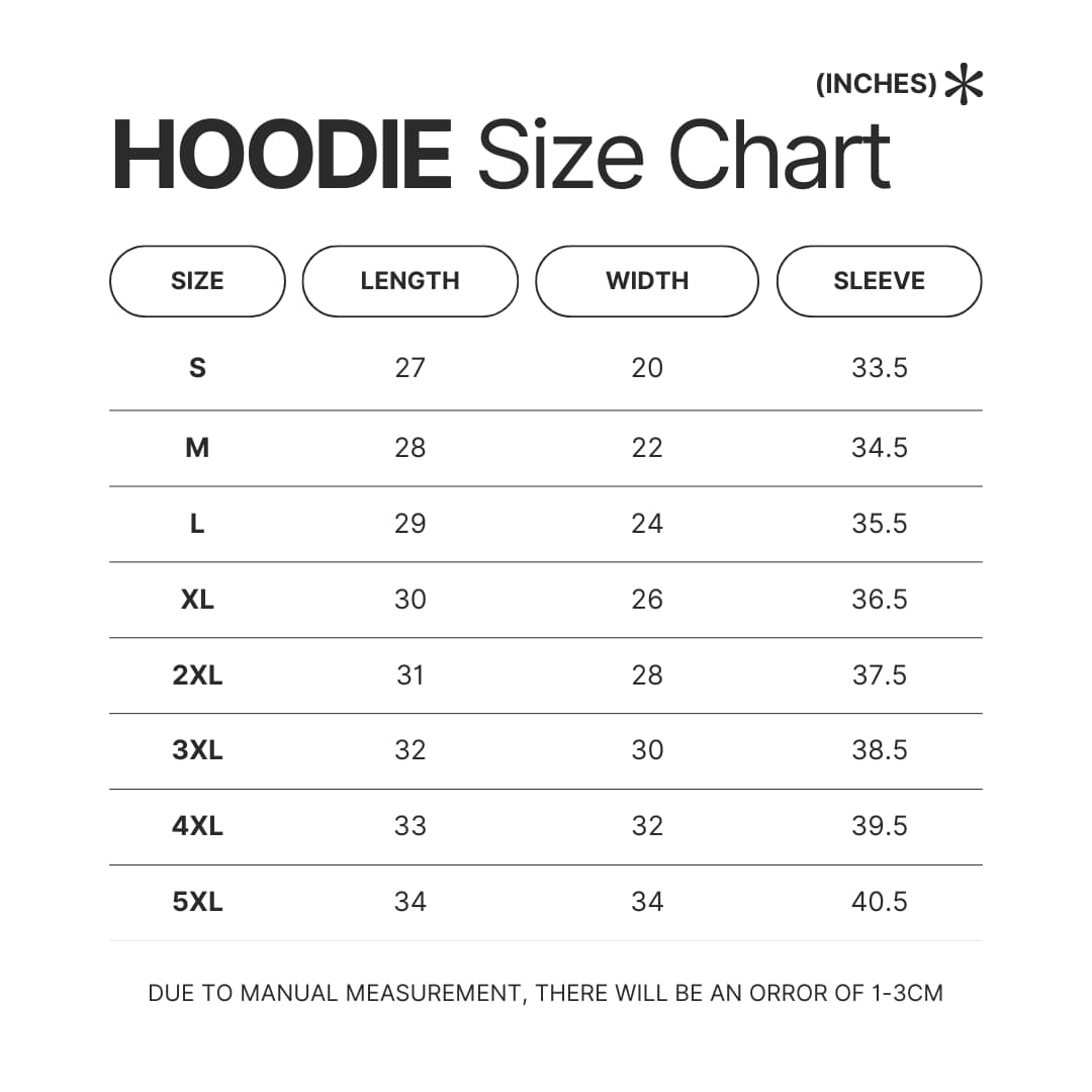 Hoodie Size Chart - Lovejoy Shop