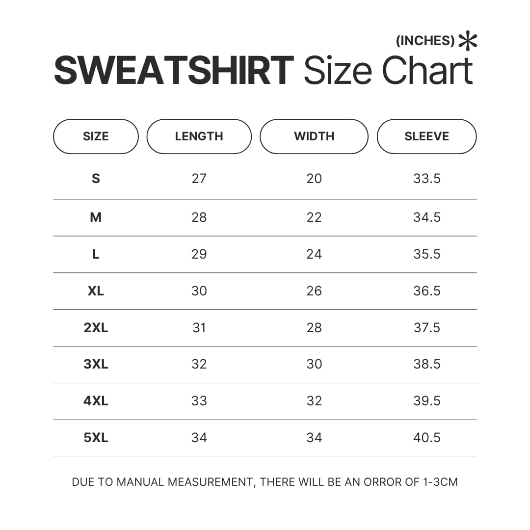 Sweatshirt Size Chart - Lovejoy Shop
