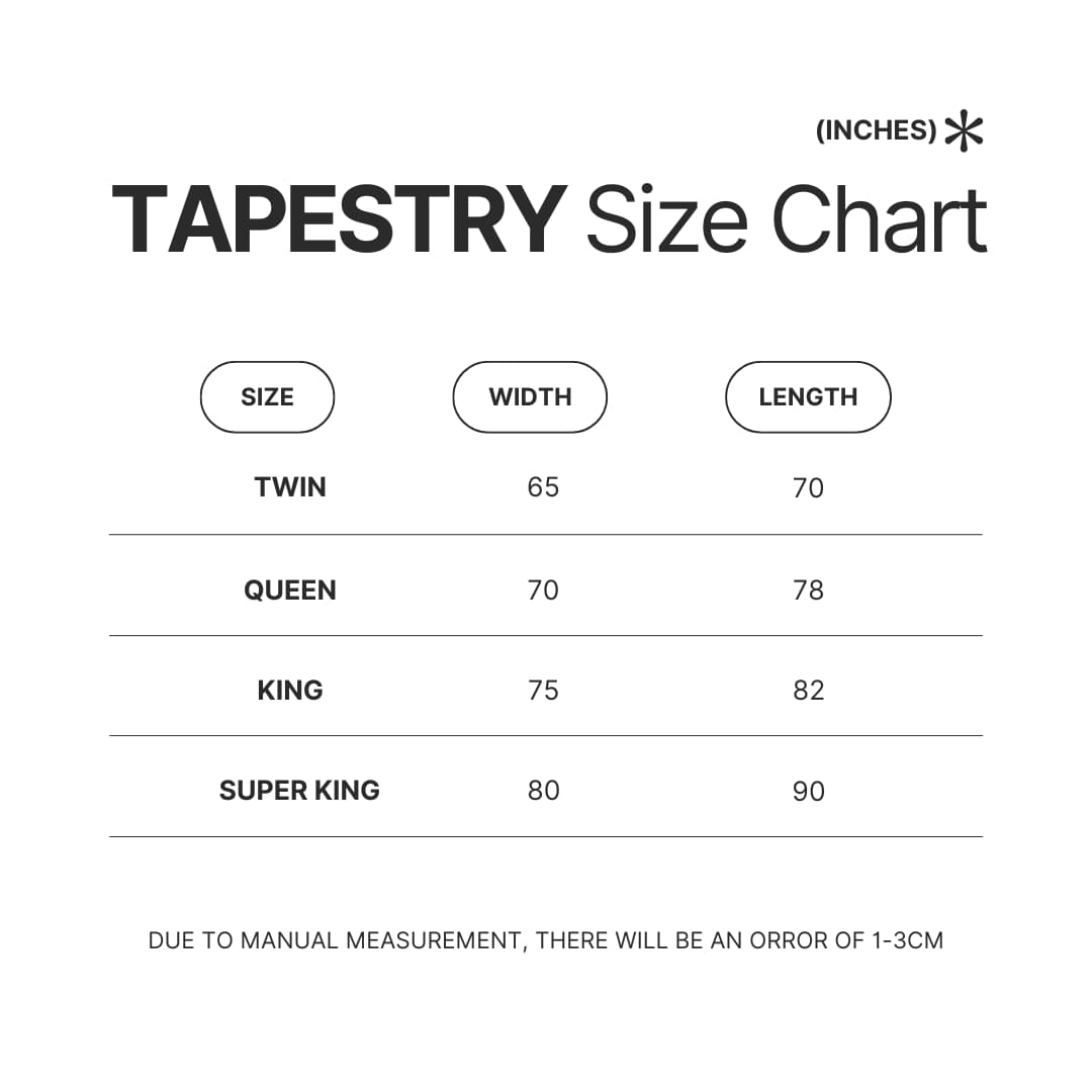 Tapestry Size Chart - Lovejoy Shop